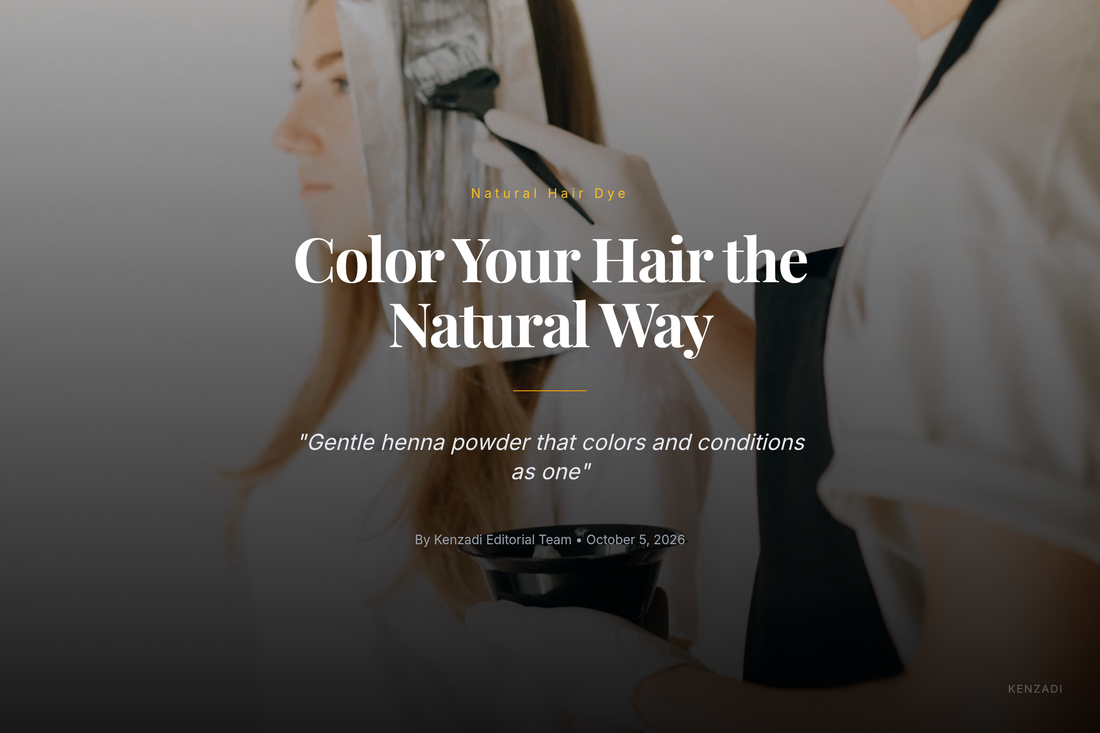 Jar of Argan'it Moroccan Henna Powder natural hair dye beside dried henna leaves