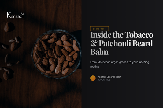 Jar of Moroccan argan oil beard balm with Tobacco and Patchouli scent