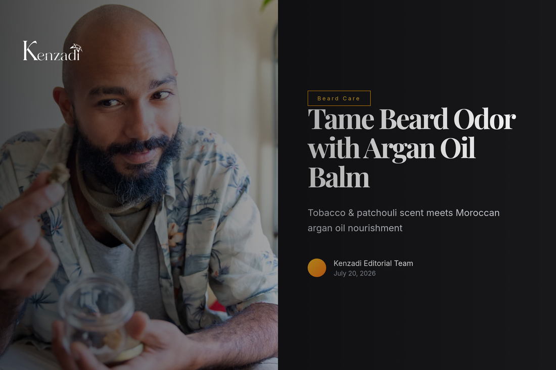 Jar of Azbane tobacco and patchouli scented beard balm with argan oil