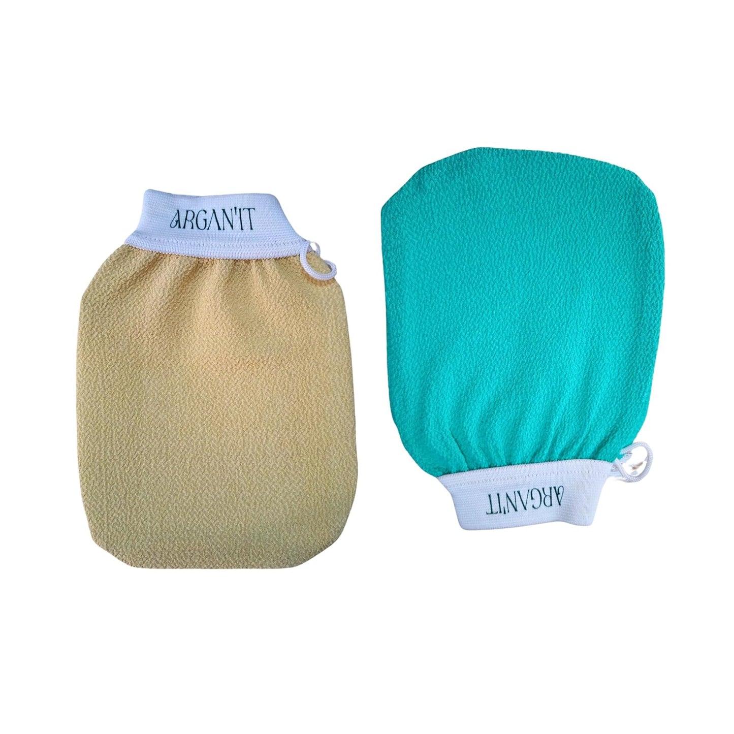 Moroccan Kessa Exfoliating Body Glove Set of 2 - Traditional Deep Cleansing for Skin Exfoliation & Dead Skin Removal (Garnet, Light Green, Beige, Black)