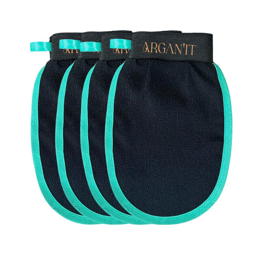Moroccan Exfoliating Glove 4-Pack - Original Kessa Towel for Body Scrubbing & Dead Skin Removal