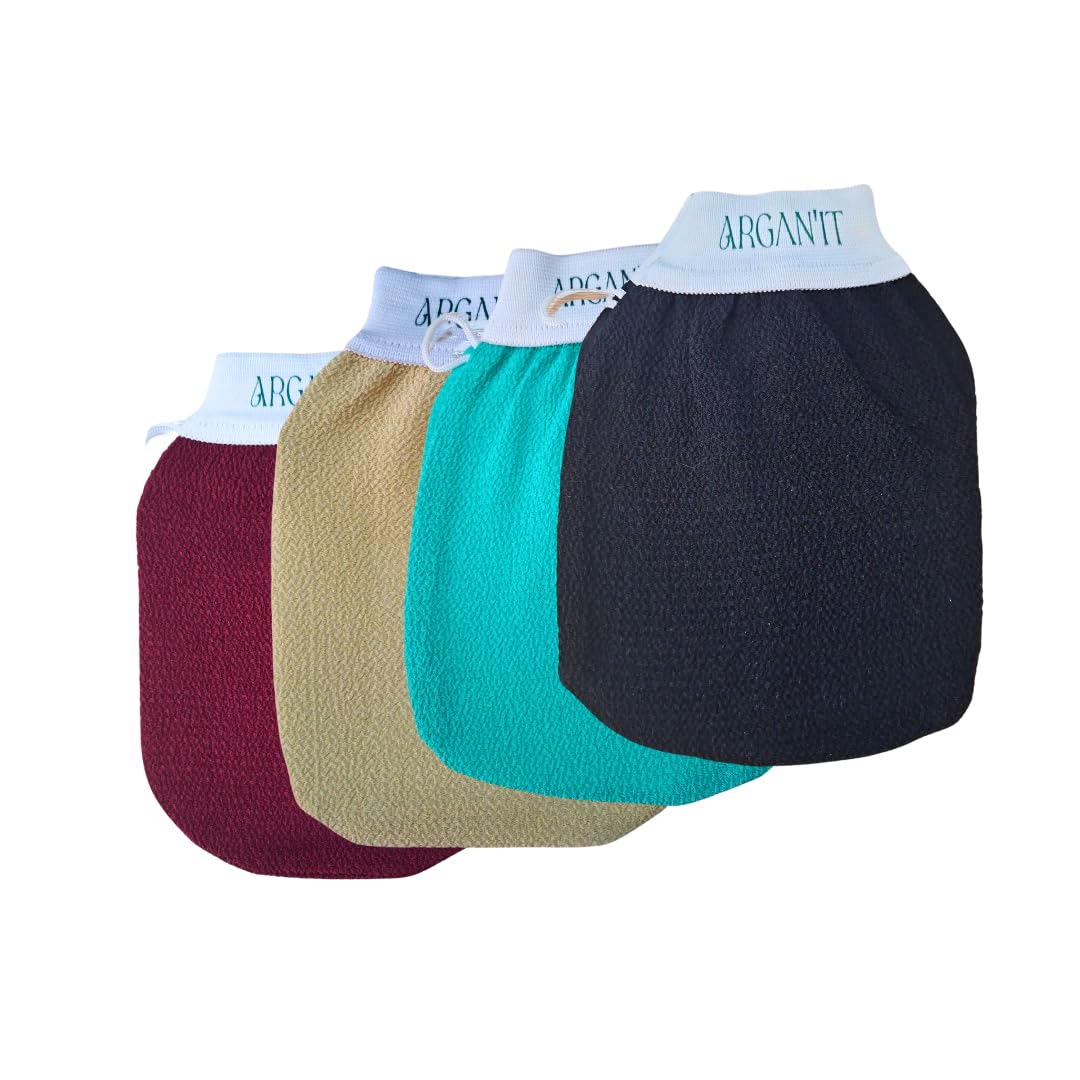 Premium Exfoliating Mitt for Body (Set of 4) – 100% Vegan Viscose